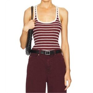 A.L.C. Iris Tank Top in Bright White & Syrah Stripe